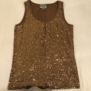 Brown gold sequin top